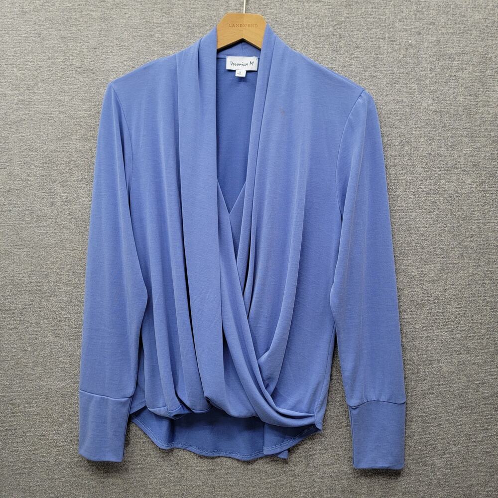 VERONICA M VISTA CUPRO DRAPED SURPLICE TOP,  SIZE L